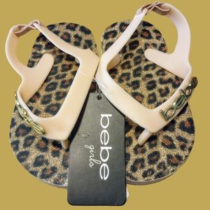 bebe Leopard Print & Pink Toddler Fashion Sandals
